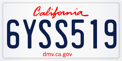 CA license plate 6YSS519