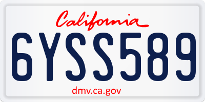 CA license plate 6YSS589