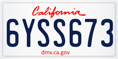 CA license plate 6YSS673