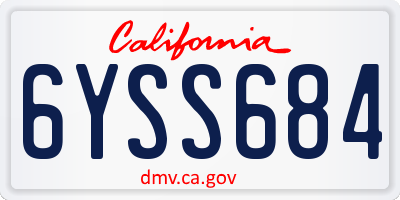 CA license plate 6YSS684