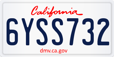 CA license plate 6YSS732