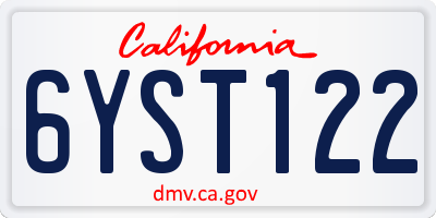 CA license plate 6YST122