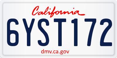 CA license plate 6YST172