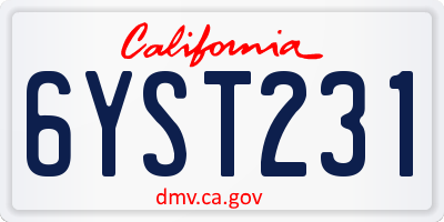 CA license plate 6YST231