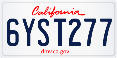 CA license plate 6YST277