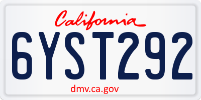 CA license plate 6YST292