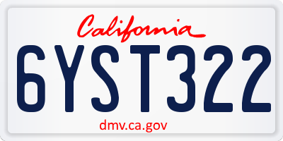 CA license plate 6YST322
