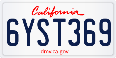 CA license plate 6YST369