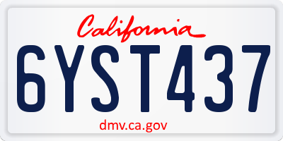 CA license plate 6YST437