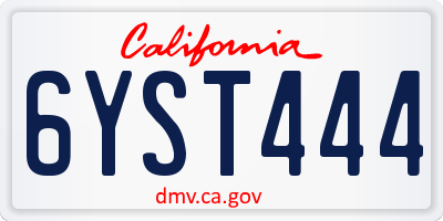 CA license plate 6YST444