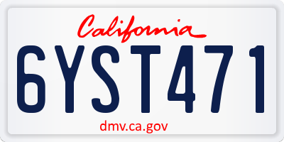 CA license plate 6YST471