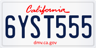 CA license plate 6YST555
