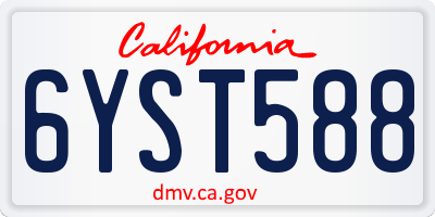CA license plate 6YST588