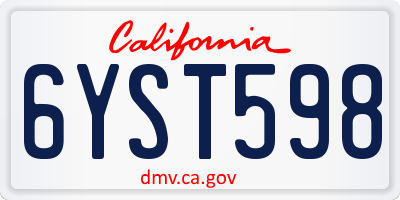 CA license plate 6YST598