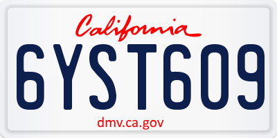 CA license plate 6YST609