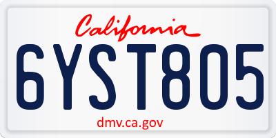 CA license plate 6YST805