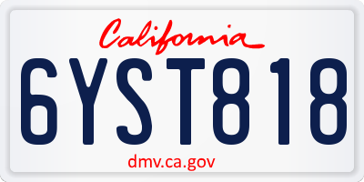 CA license plate 6YST818