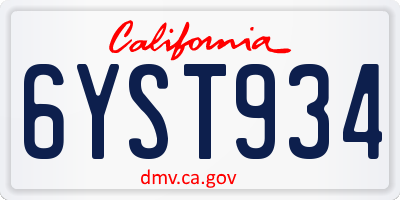CA license plate 6YST934