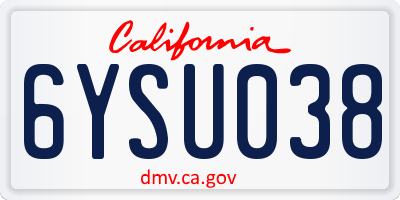 CA license plate 6YSU038