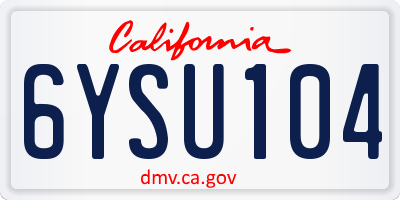 CA license plate 6YSU104