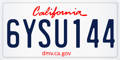 CA license plate 6YSU144