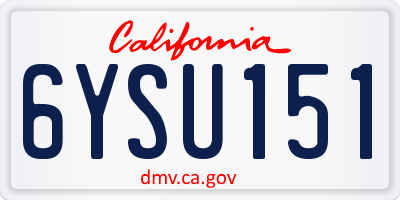 CA license plate 6YSU151