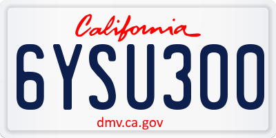 CA license plate 6YSU300