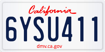 CA license plate 6YSU411