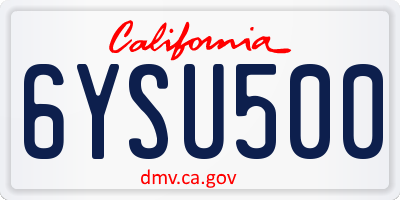CA license plate 6YSU500