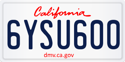 CA license plate 6YSU600