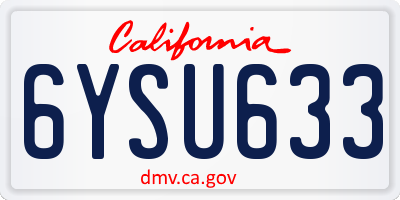 CA license plate 6YSU633