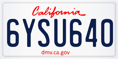 CA license plate 6YSU640