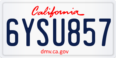 CA license plate 6YSU857