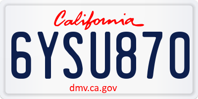 CA license plate 6YSU870