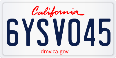 CA license plate 6YSV045