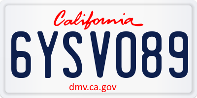 CA license plate 6YSV089