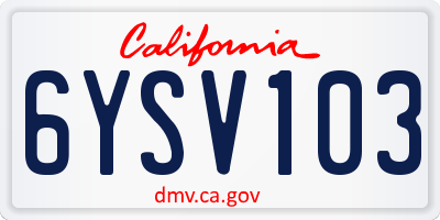 CA license plate 6YSV103