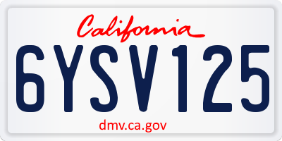 CA license plate 6YSV125