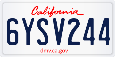 CA license plate 6YSV244
