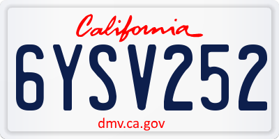 CA license plate 6YSV252