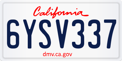 CA license plate 6YSV337