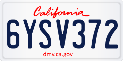 CA license plate 6YSV372