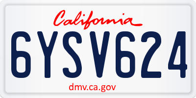 CA license plate 6YSV624