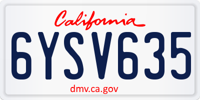 CA license plate 6YSV635