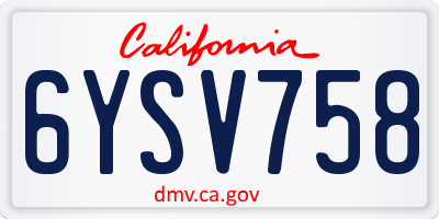 CA license plate 6YSV758
