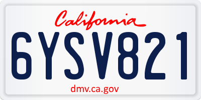 CA license plate 6YSV821