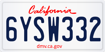 CA license plate 6YSW332