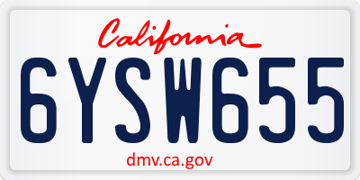 CA license plate 6YSW655