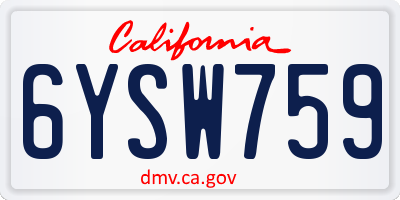 CA license plate 6YSW759