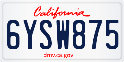 CA license plate 6YSW875
